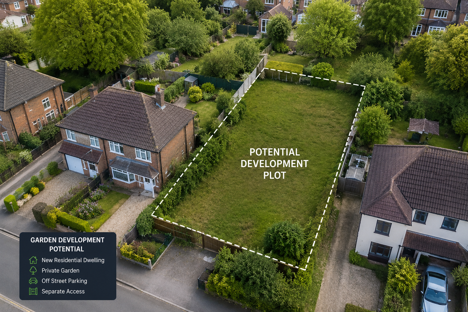Large garden with residential development potential UK