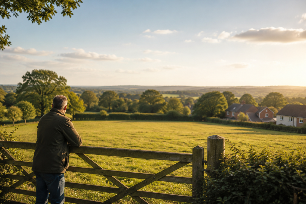 Can I Build on My Land? A UK Landowner's Guide UK landowner looking at land with residential development potential